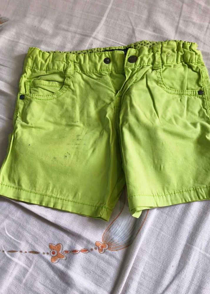 Lime Green Cotton Shorts