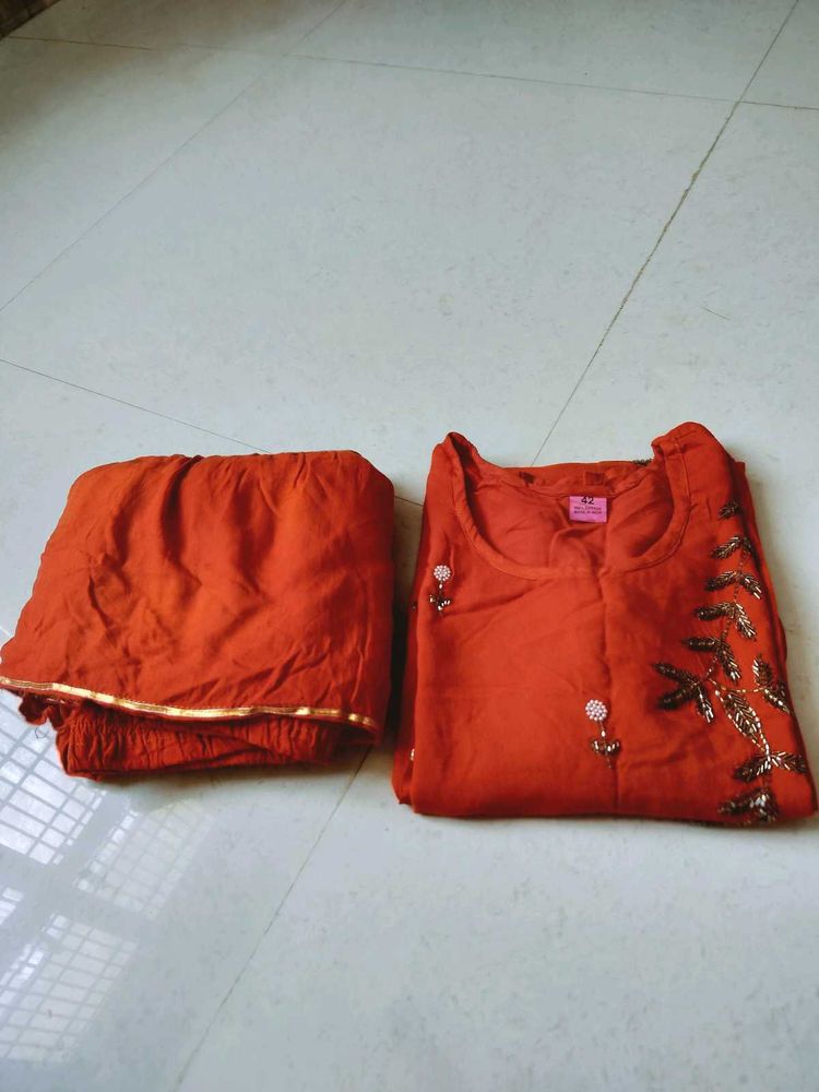 Orange Kurta with Pants sarara