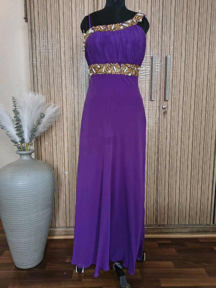 Elegant Purple Embellished Gown
