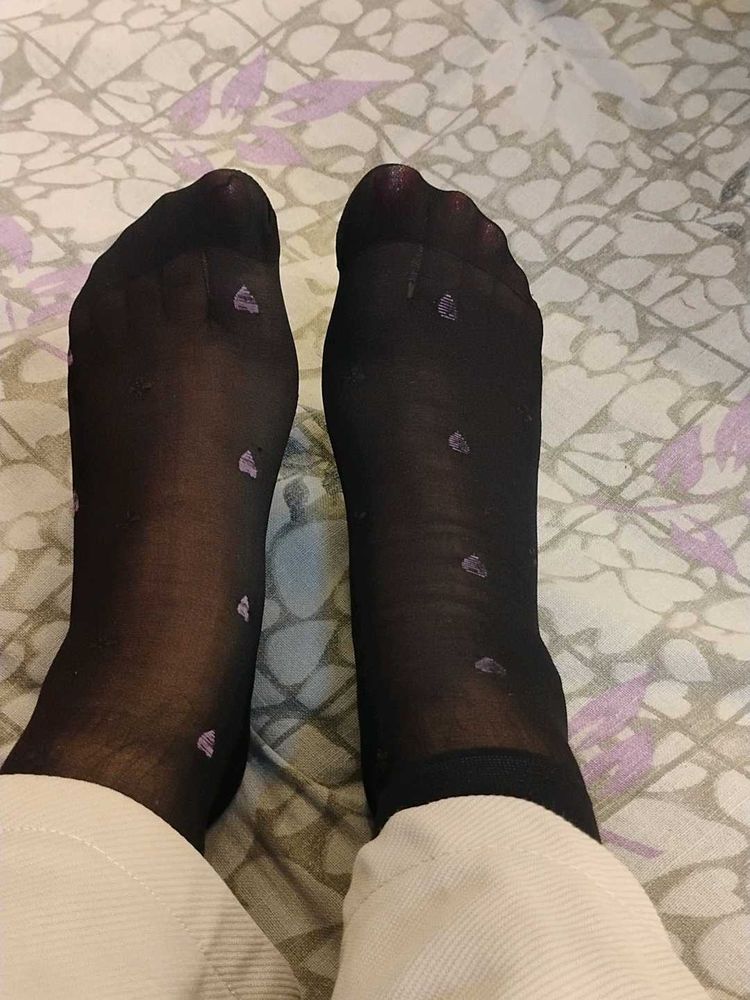 Sheer Black Heart Pattern Tights