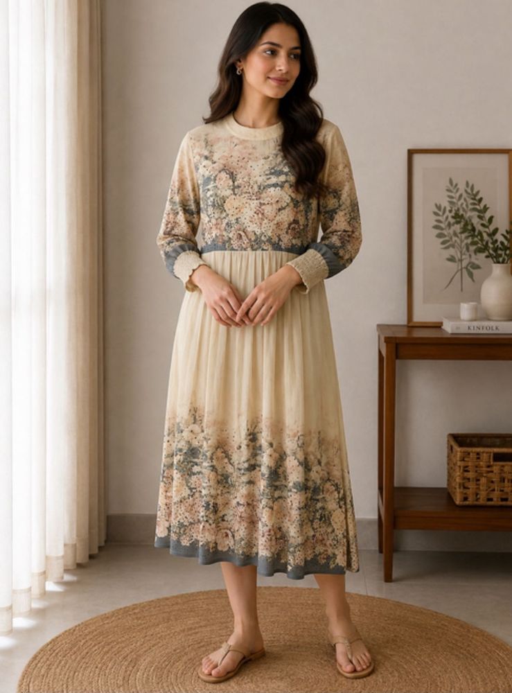 Elegant Floral Print Midi Dress