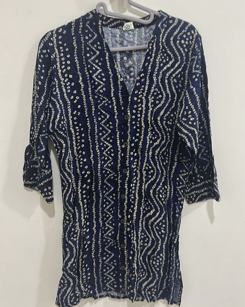 Stylish Blue Bandhani Print Kurta