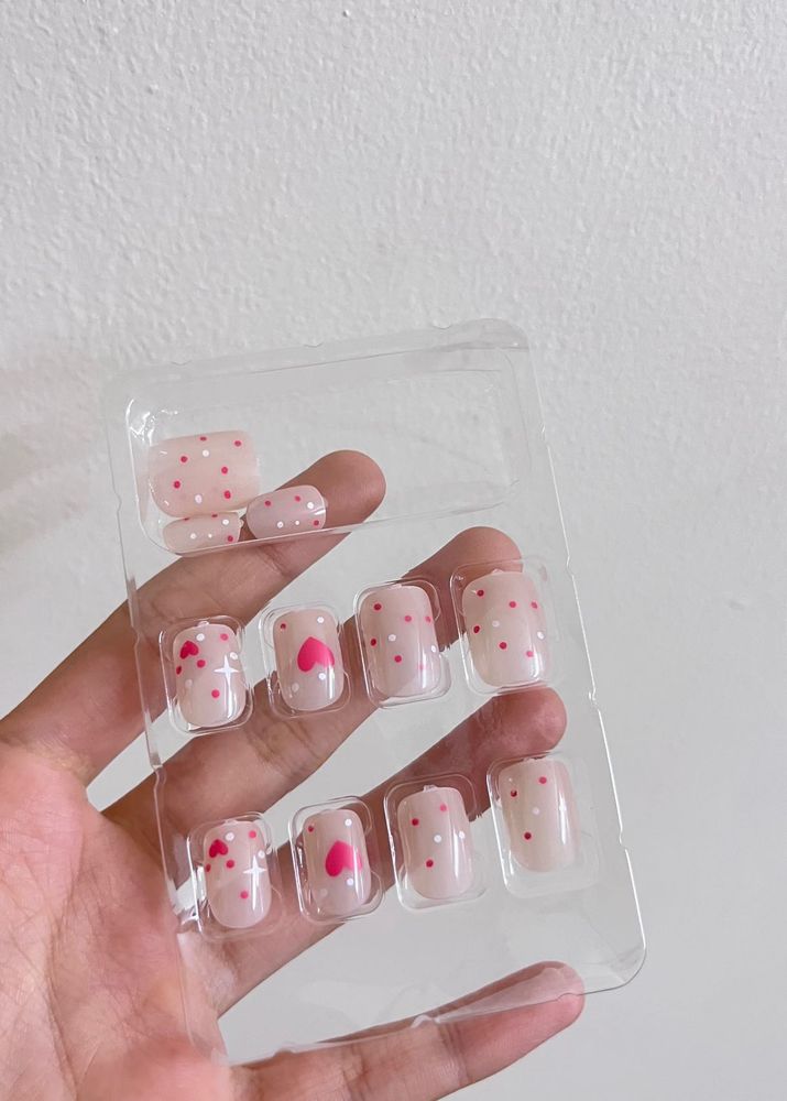 Cute Pink Polka Dot Press-On Nails