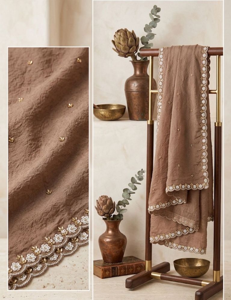 Elegant Brown Embellished dupatta