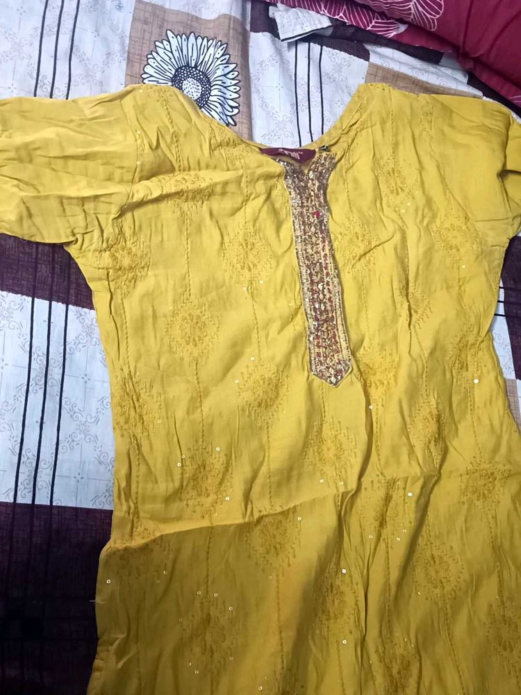 Yellow Embroidered Kurta