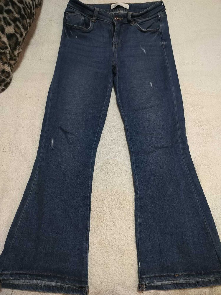 Flared Blue Denim Jeans