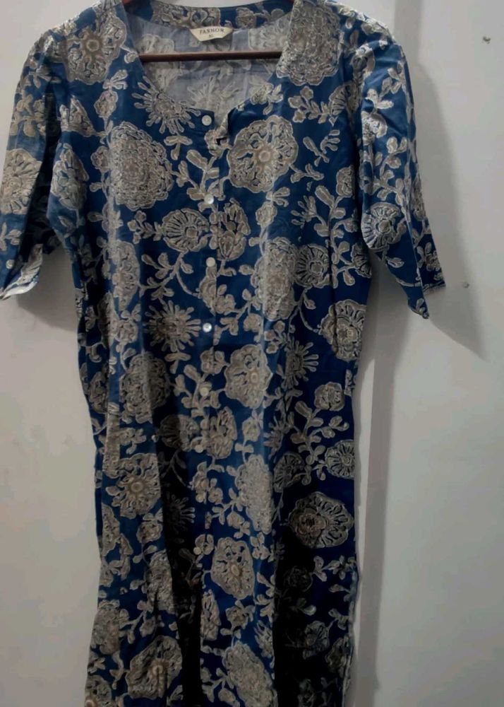 Blue Floral Print Kurta