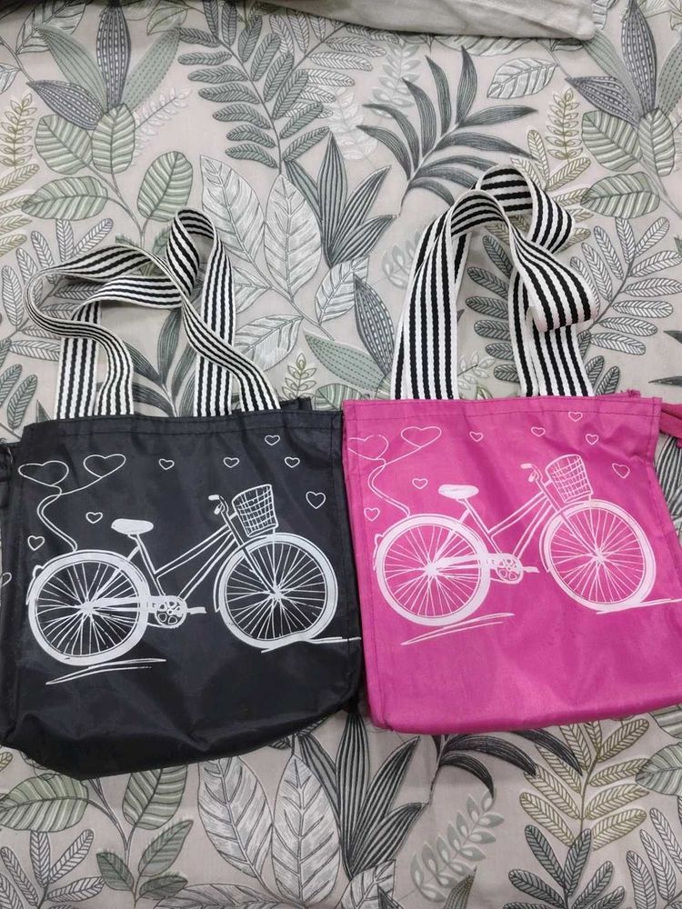 Cute Bicycle Print Tote Bags (Set of 2)