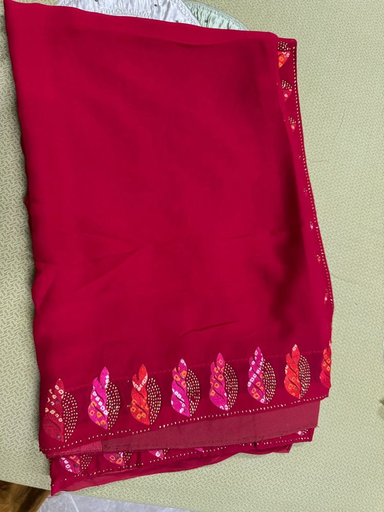 Beautiful maroon saree with blouse