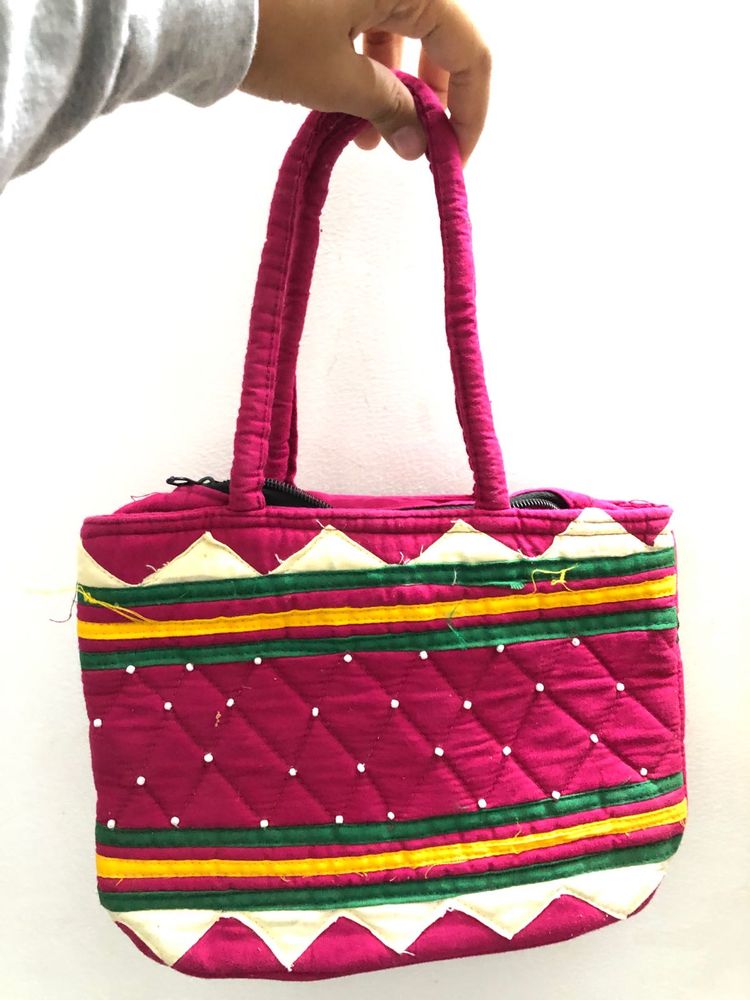 Quilted Tote Bag - Vibrant Pink