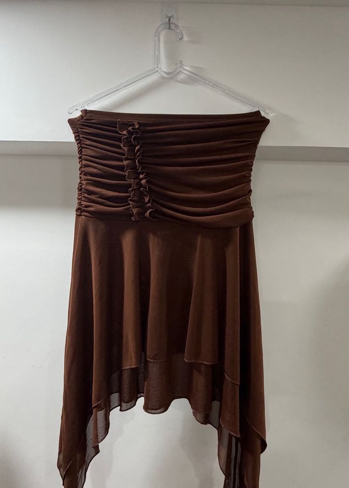 Brown  Ruffled skirt