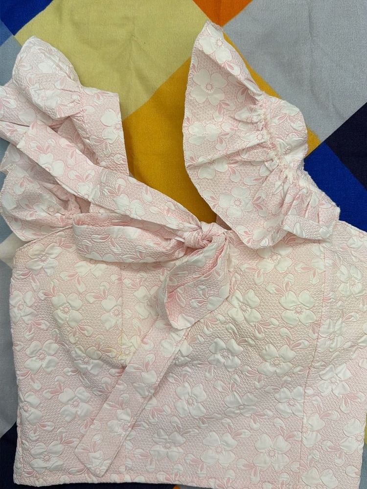 Pink Floral Puff Sleeve Top