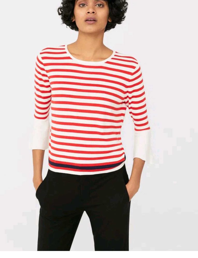 MANGO Red &amp; White Striped Top