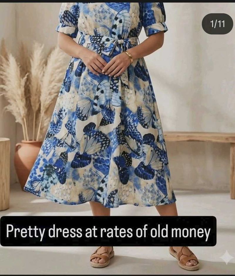 Butterfly Print Midi Dress