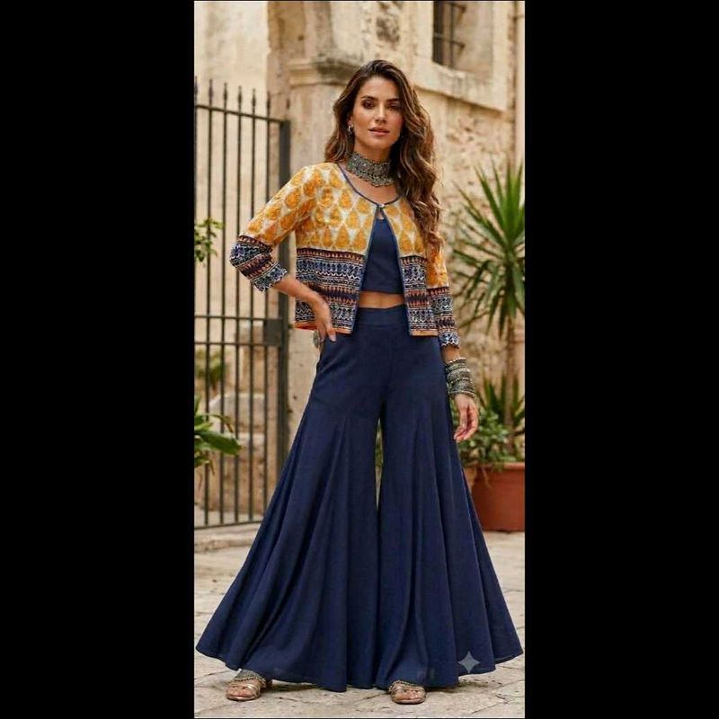 Asthetic Navratri Look with Boho Crop Jacket