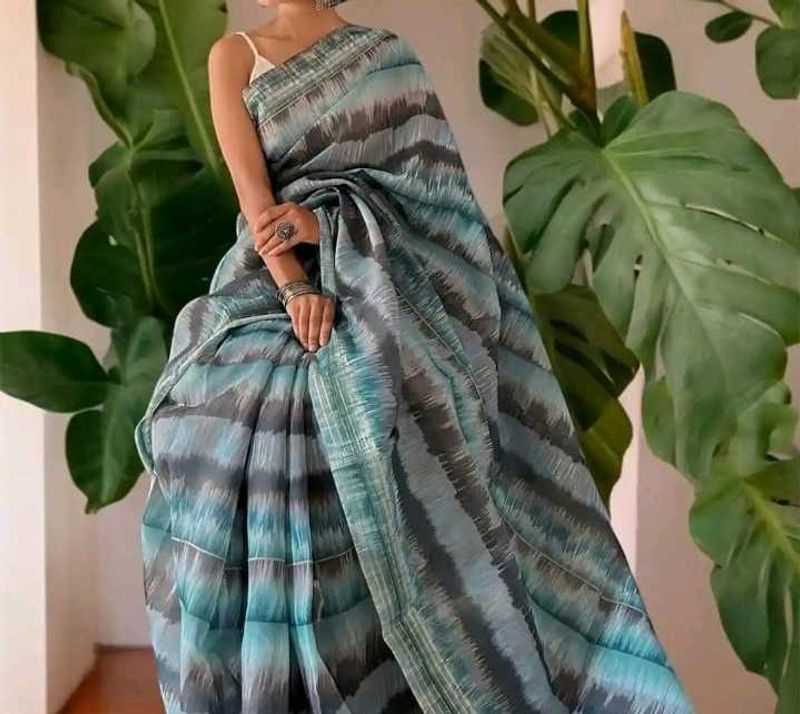 Beautiful Bluish Green&amp; Grey Saree