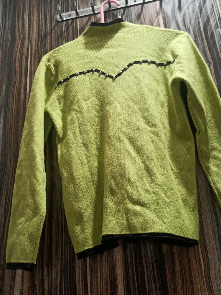 Lime Green Sweater with Embellishments