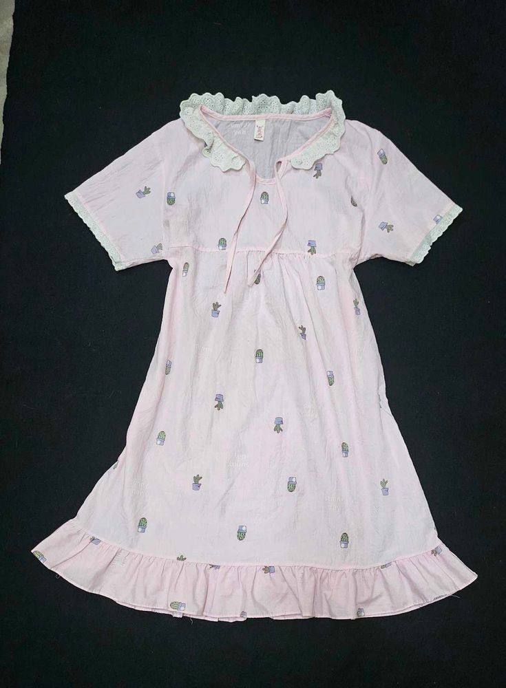 Cute Cactus Print Pink Nightgown