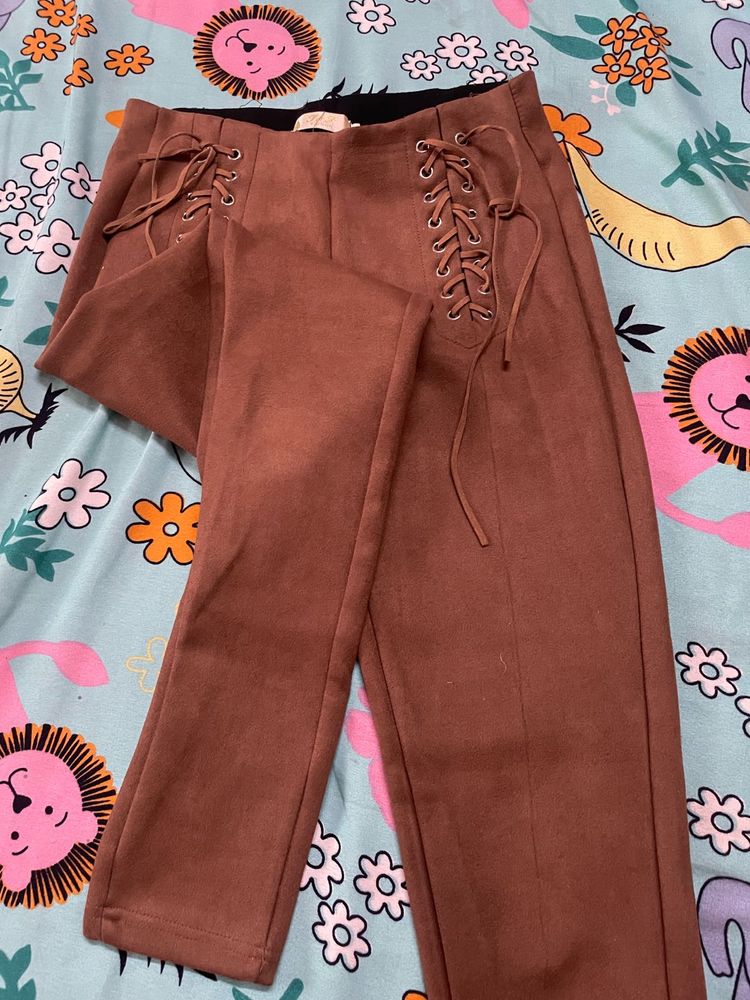 Lace-Up Suede Pants