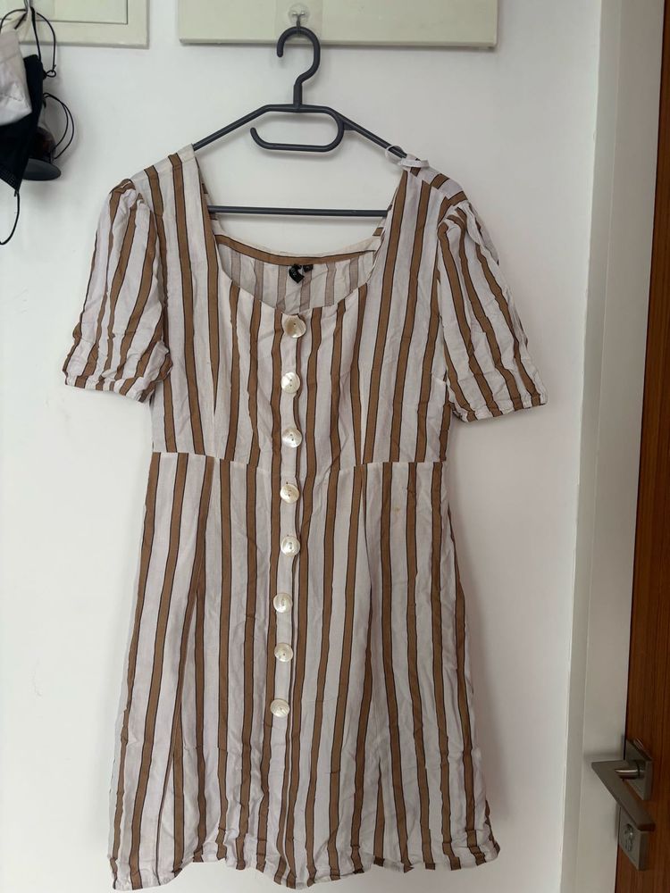 Striped Button-Down Mini Dress