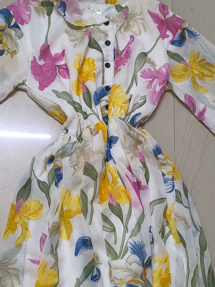 Floral Print Button-Up Dress
