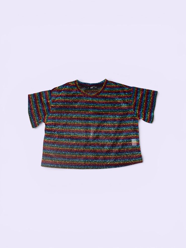 Sparkly Striped Cropped Top