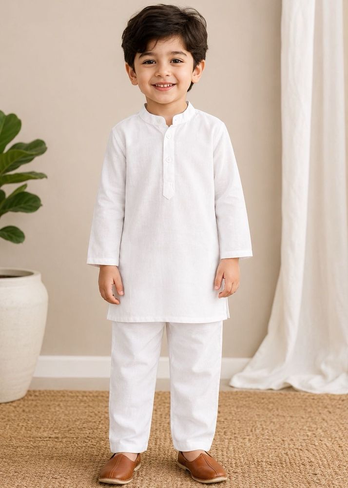 Boys White Kurta Pajama Set