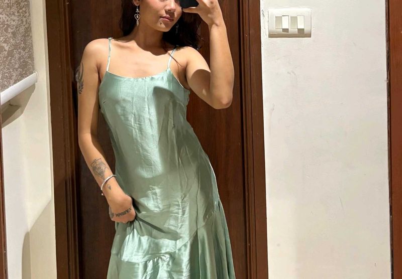 Mint Green Satin Slip Dress , Wore Only One Time
