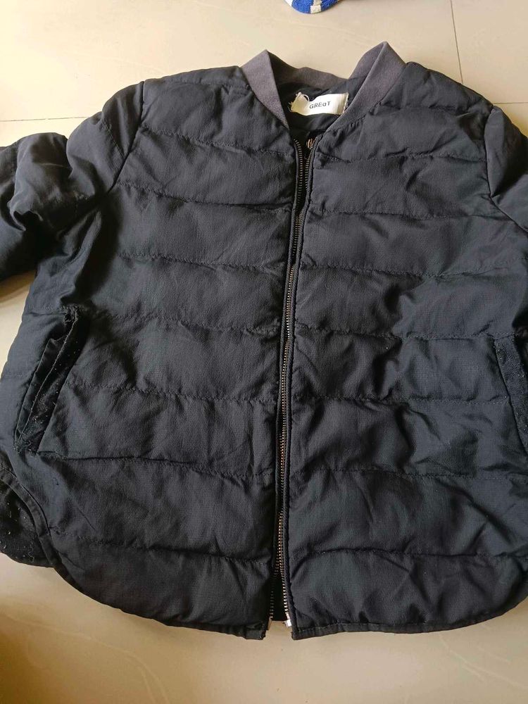 Black Puffer Bomber Jacket