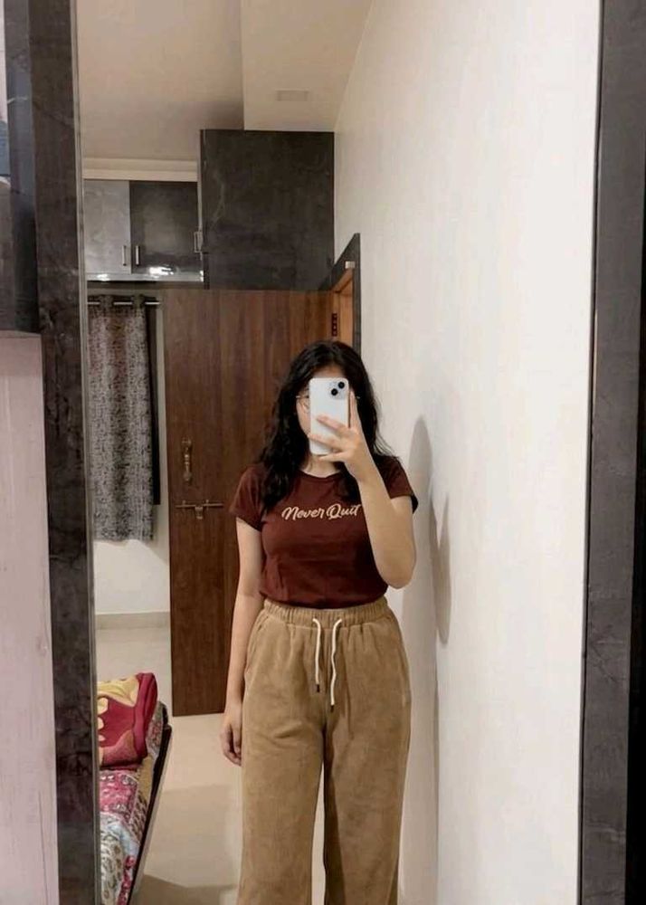 Comfortable Brown Trousers with tshirt