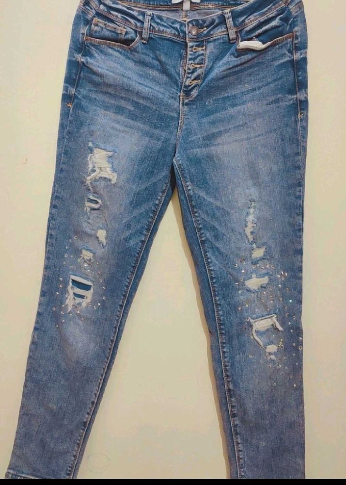 Blue Designer Jeans For Girl Or Woman 30 Waist
