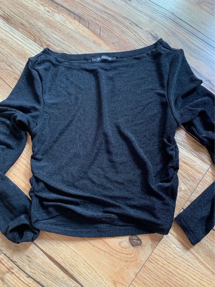 Sparkly Black Long Sleeve Top