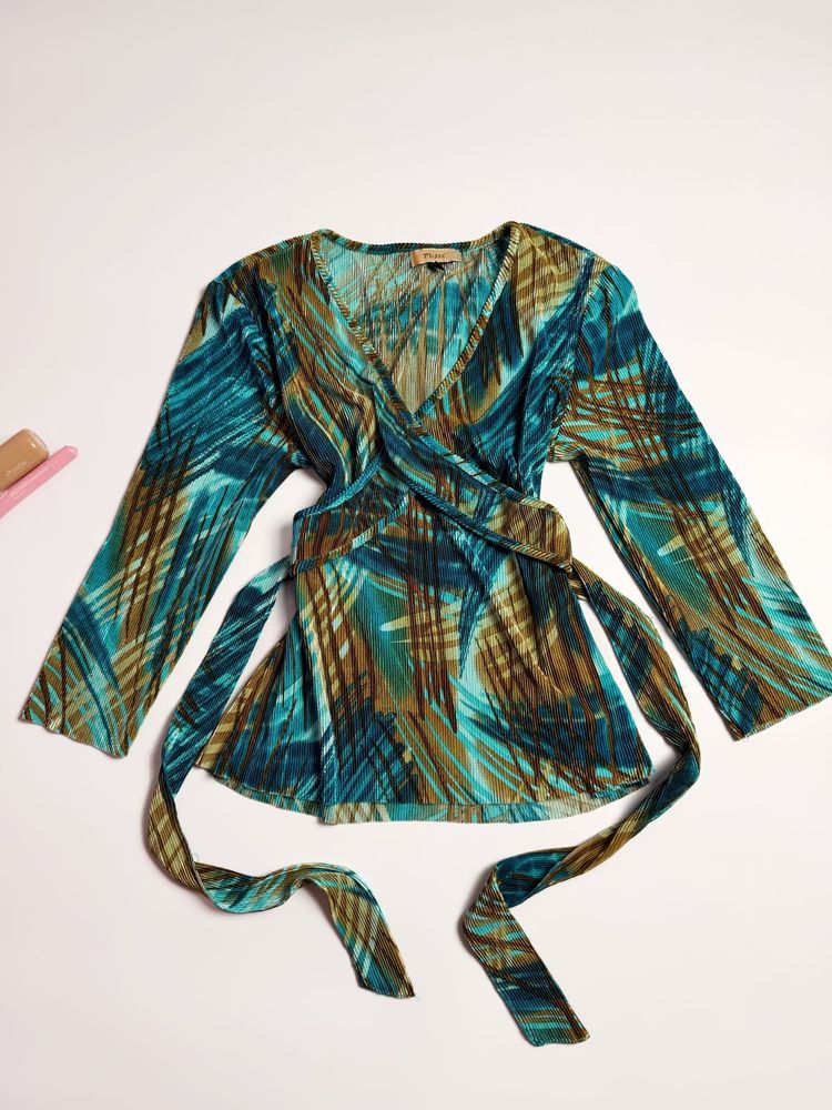 Y2K Printed Wrap Top