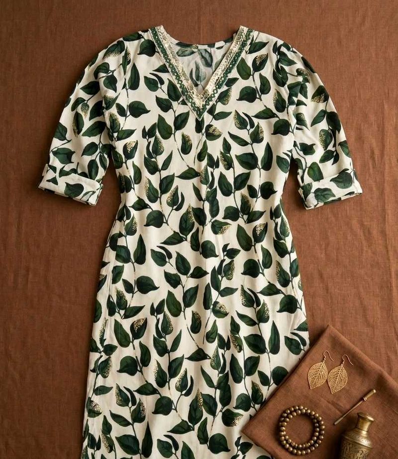 Elegant Leaf Print Kurta