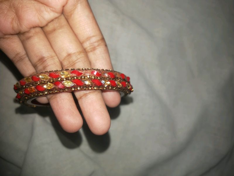 Red Kada Bangle Set ,Never Used ,New