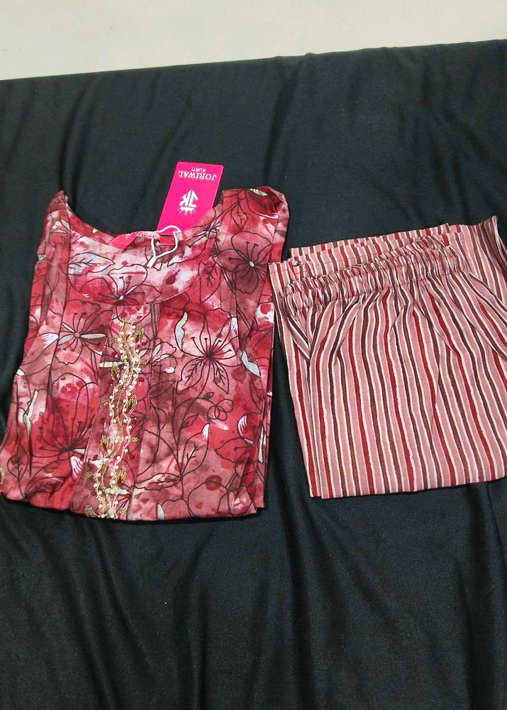 Beautiful Pink Floral Kurta Set