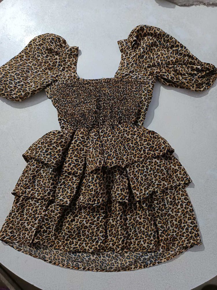 Leopard Print Ruffle Dress