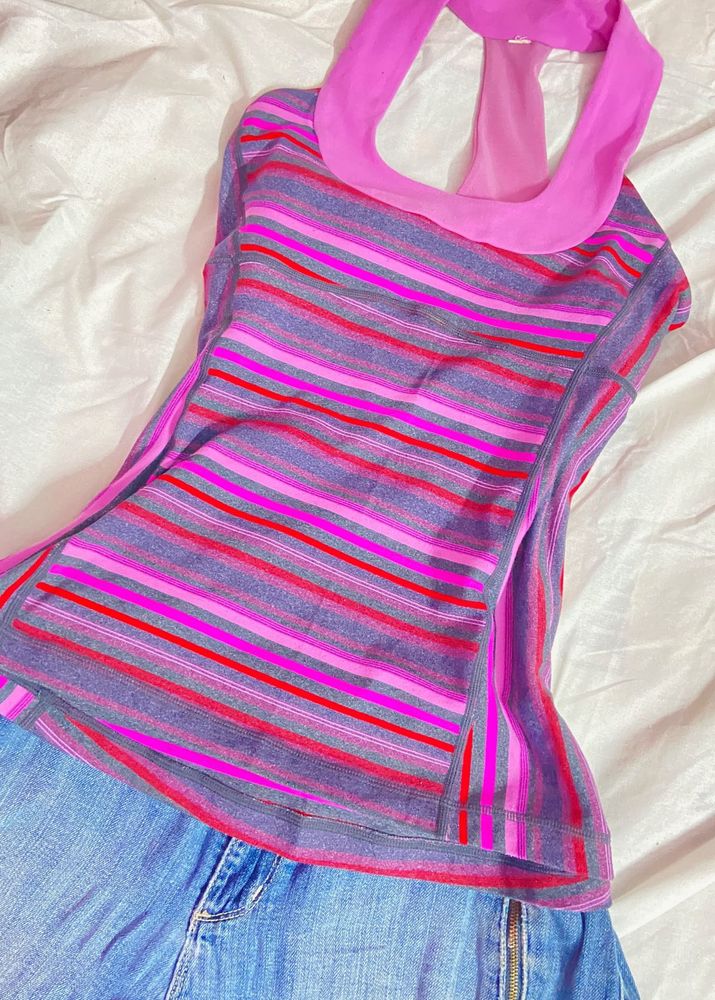 Striped Halter Neck Top