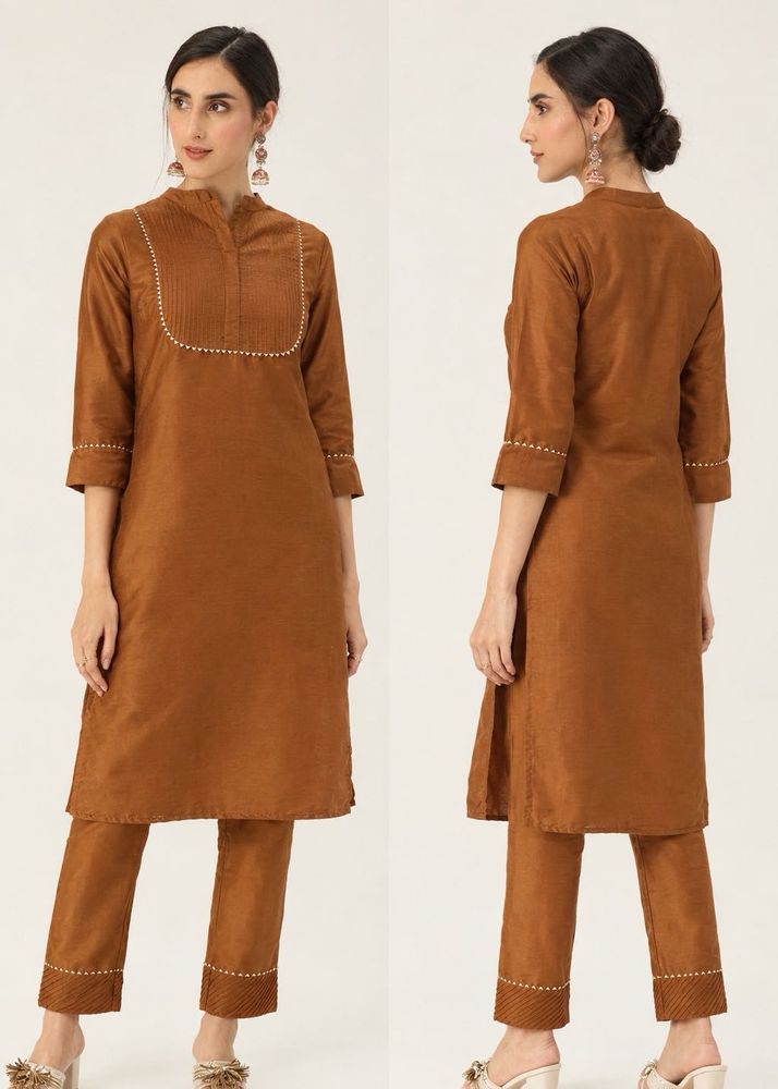 all about you - Rust Brown Kurta Set with Pants