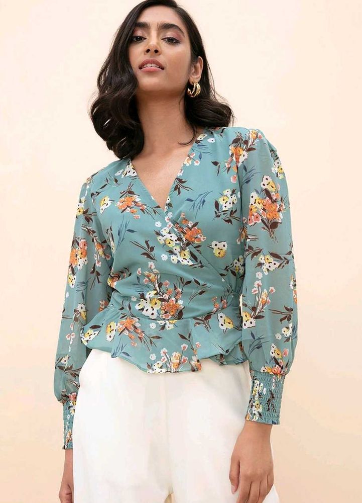 Chic Floral Wrap Top