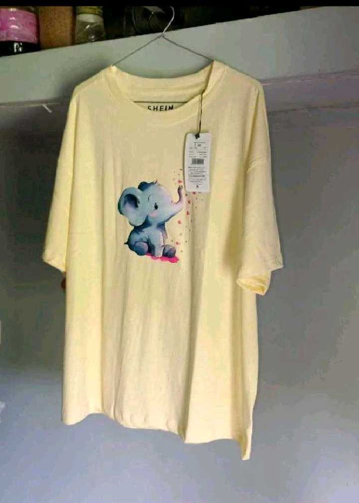 Cute Elephant Print Yellow T-Shirt