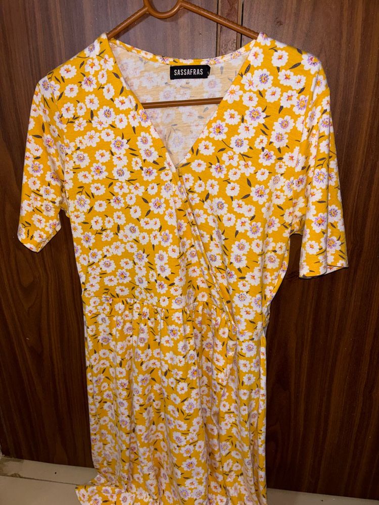 yellow shot frocks for women