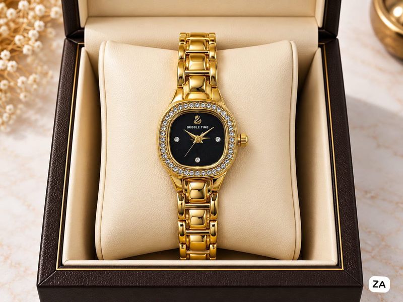 Elegant Gold Watch with Rhinestones