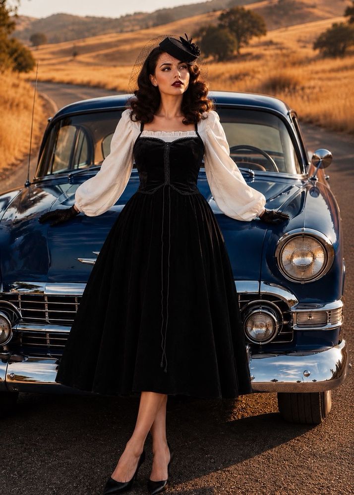 Vintage Corset Velvet Dress