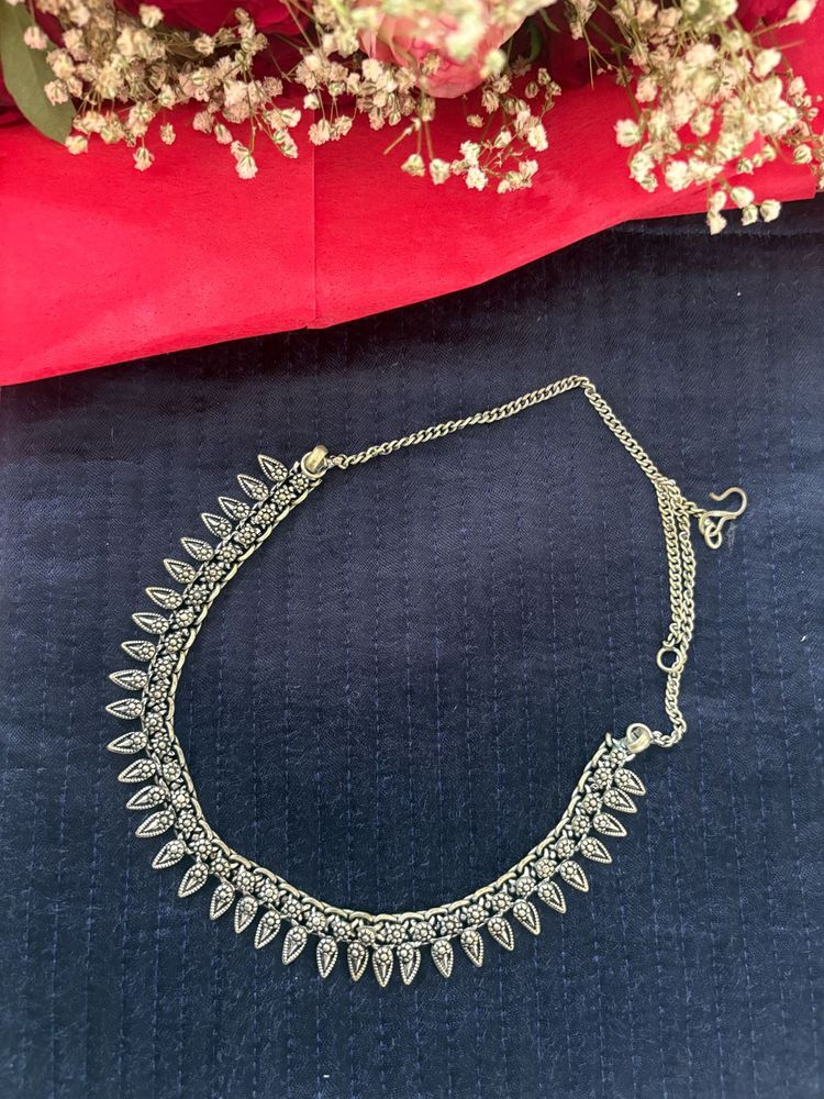 Oxidized Silver Ethnic Necklace