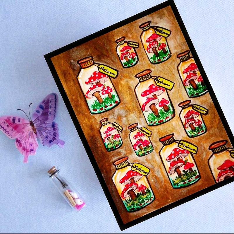 Mushroom Art handmade painting