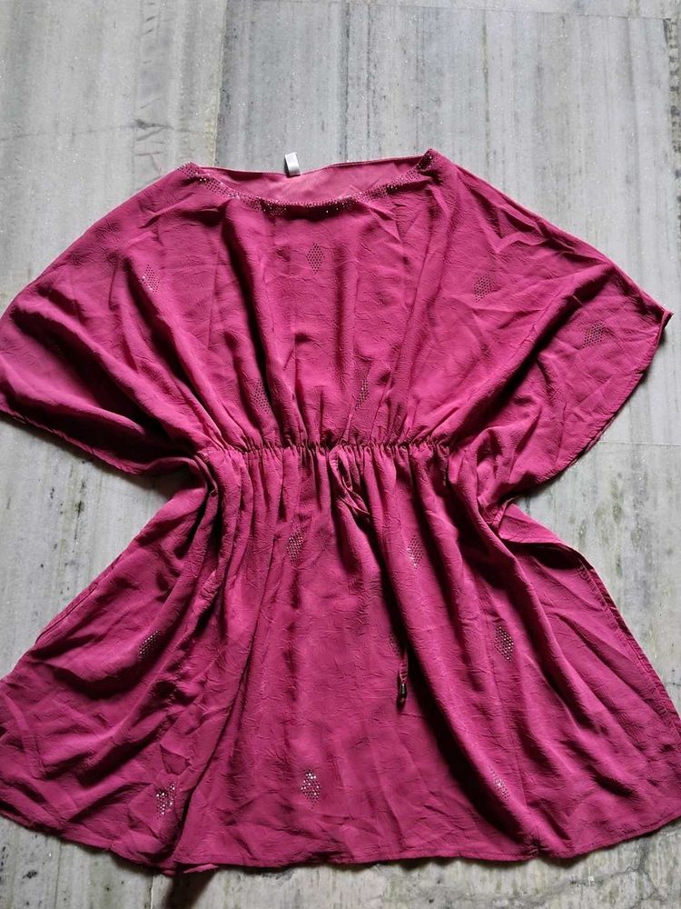 Beaded Berry Kaftan Top