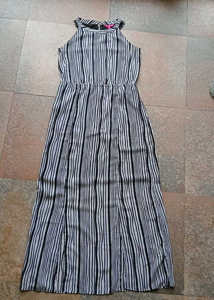 Halter neck black Amd White Stripe Dress