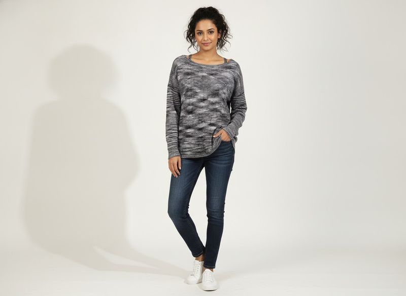 Marled Knit Long Sleeve Top