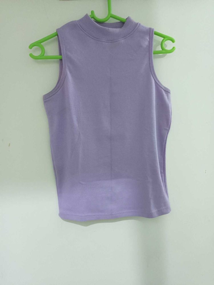 Lavender Sleeveless Mock Neck Top